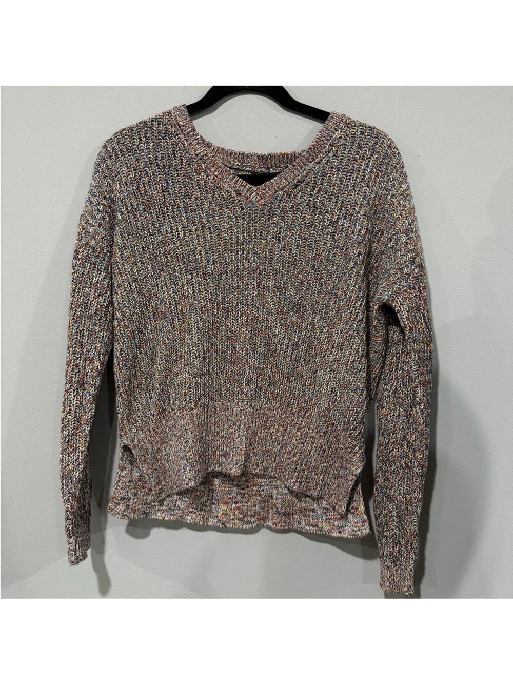 Boho Maurice’s Marled Knit V-Neck Sweater with Cutout Sz Med